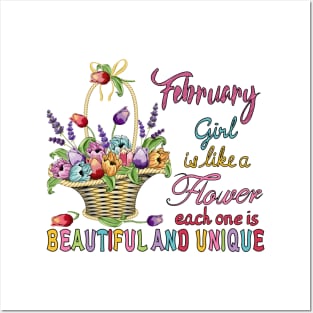 February Girl - Flower Basket Posters and Art